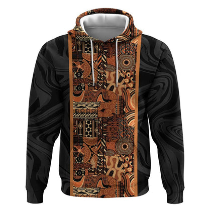 African Tribal Heritage Hoodie Earth Tone Pattern