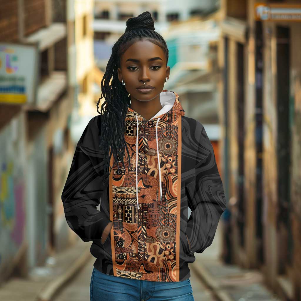 African Tribal Heritage Hoodie Earth Tone Pattern