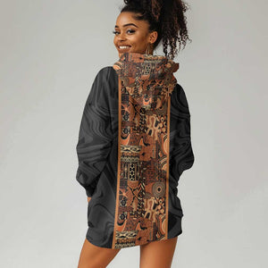African Tribal Heritage Hoodie Dress Earth Tone Pattern