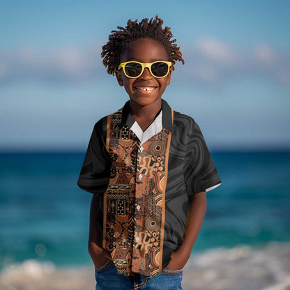 African Tribal Heritage Kid Hawaiian Shirt Earth Tone Pattern