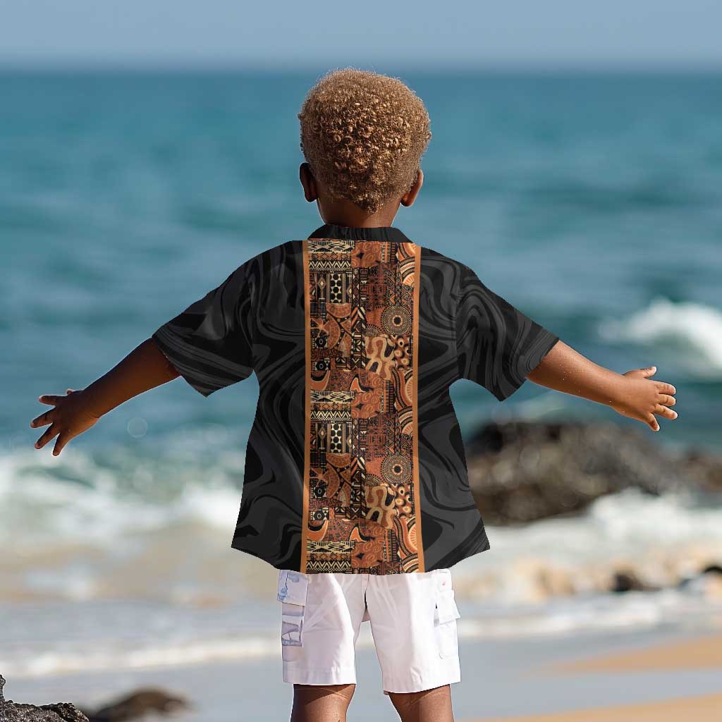 African Tribal Heritage Kid Hawaiian Shirt Earth Tone Pattern