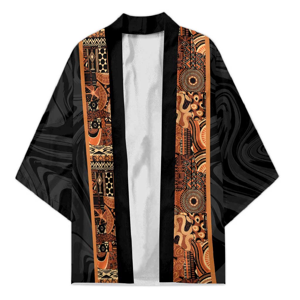 African Tribal Heritage Kimono Earth Tone Pattern