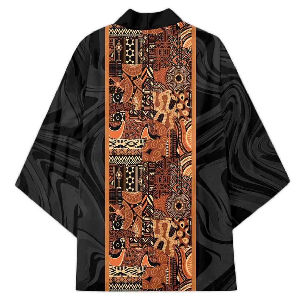 African Tribal Heritage Kimono Earth Tone Pattern