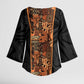 African Tribal Heritage Kimono Sleeve Blouse Earth Tone Pattern
