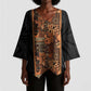 African Tribal Heritage Kimono Sleeve Blouse Earth Tone Pattern