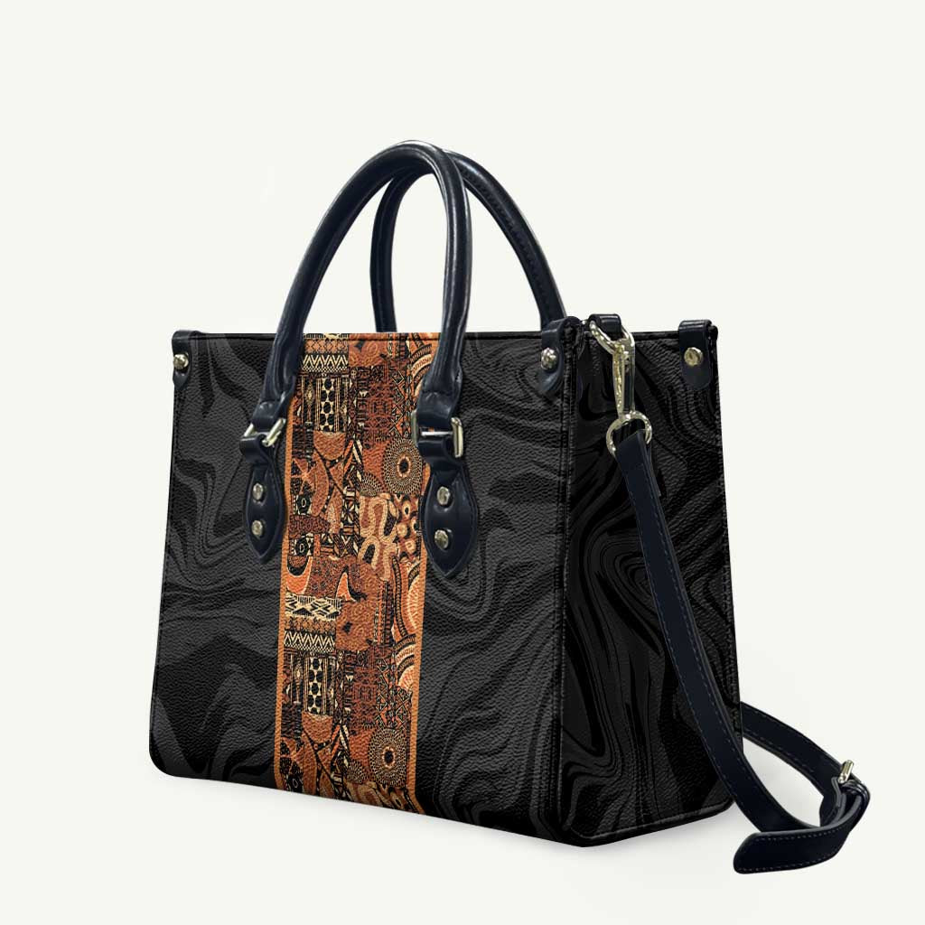 African Tribal Heritage Leather Bag Earth Tone Pattern
