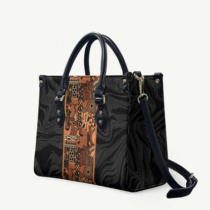 African Tribal Heritage Leather Bag Earth Tone Pattern