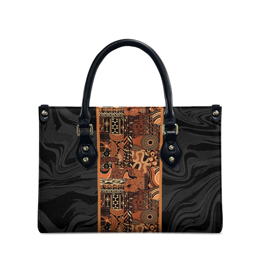 African Tribal Heritage Leather Bag Earth Tone Pattern