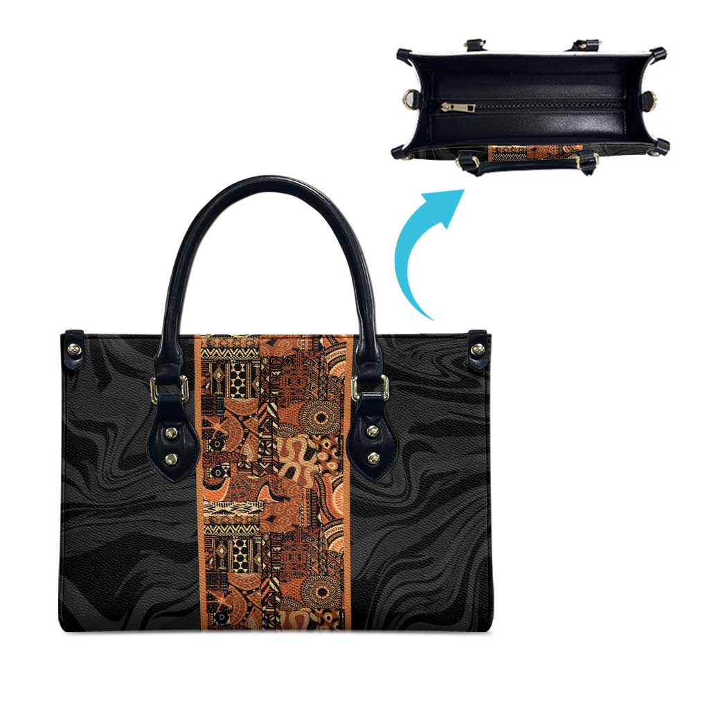 African Tribal Heritage Leather Bag Earth Tone Pattern