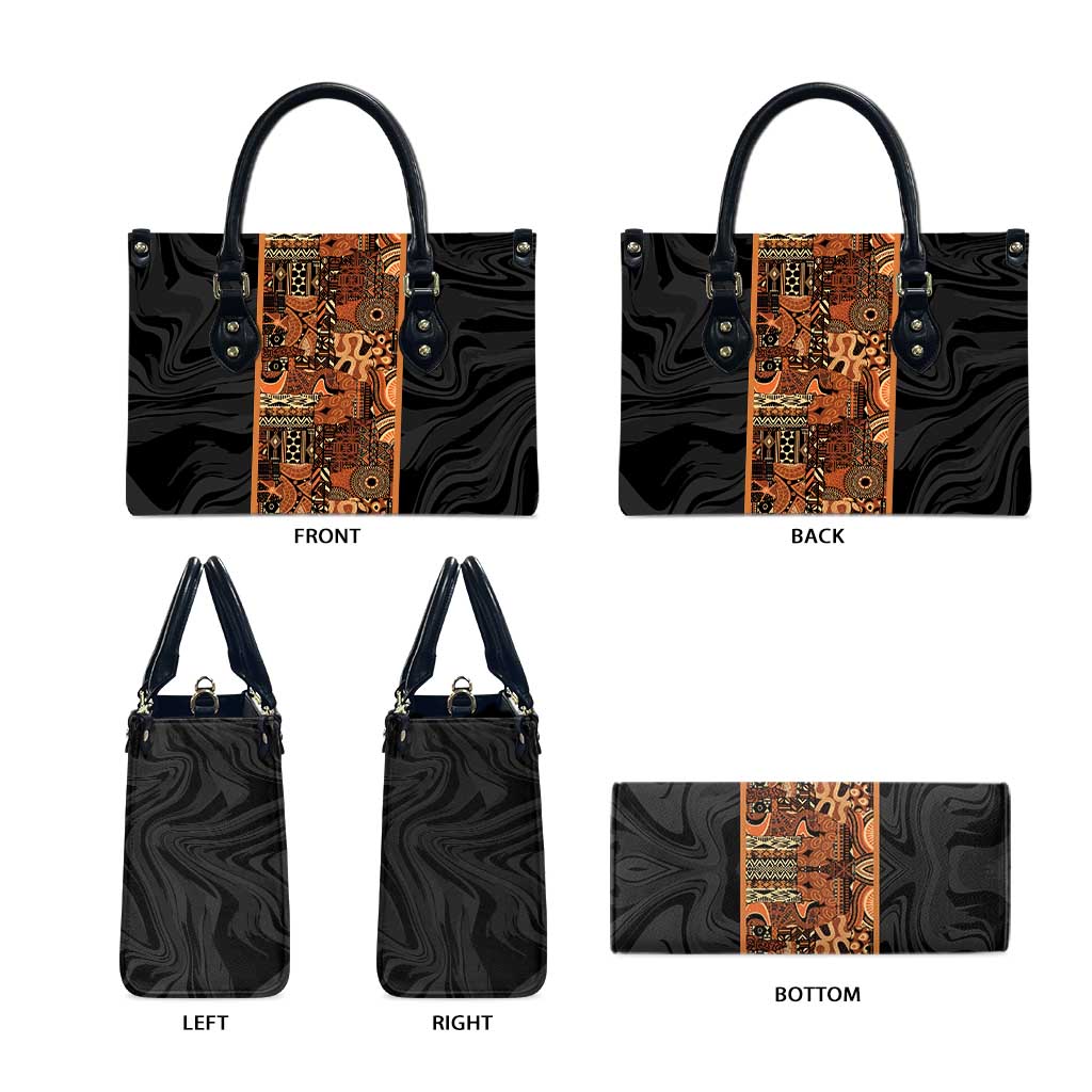 African Tribal Heritage Leather Bag Earth Tone Pattern