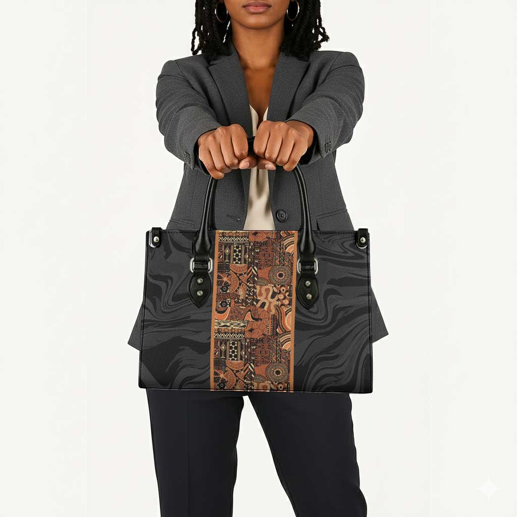 African Tribal Heritage Leather Bag Earth Tone Pattern