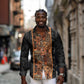 African Tribal Heritage Long Sleeve Button Shirt Earth Tone Pattern