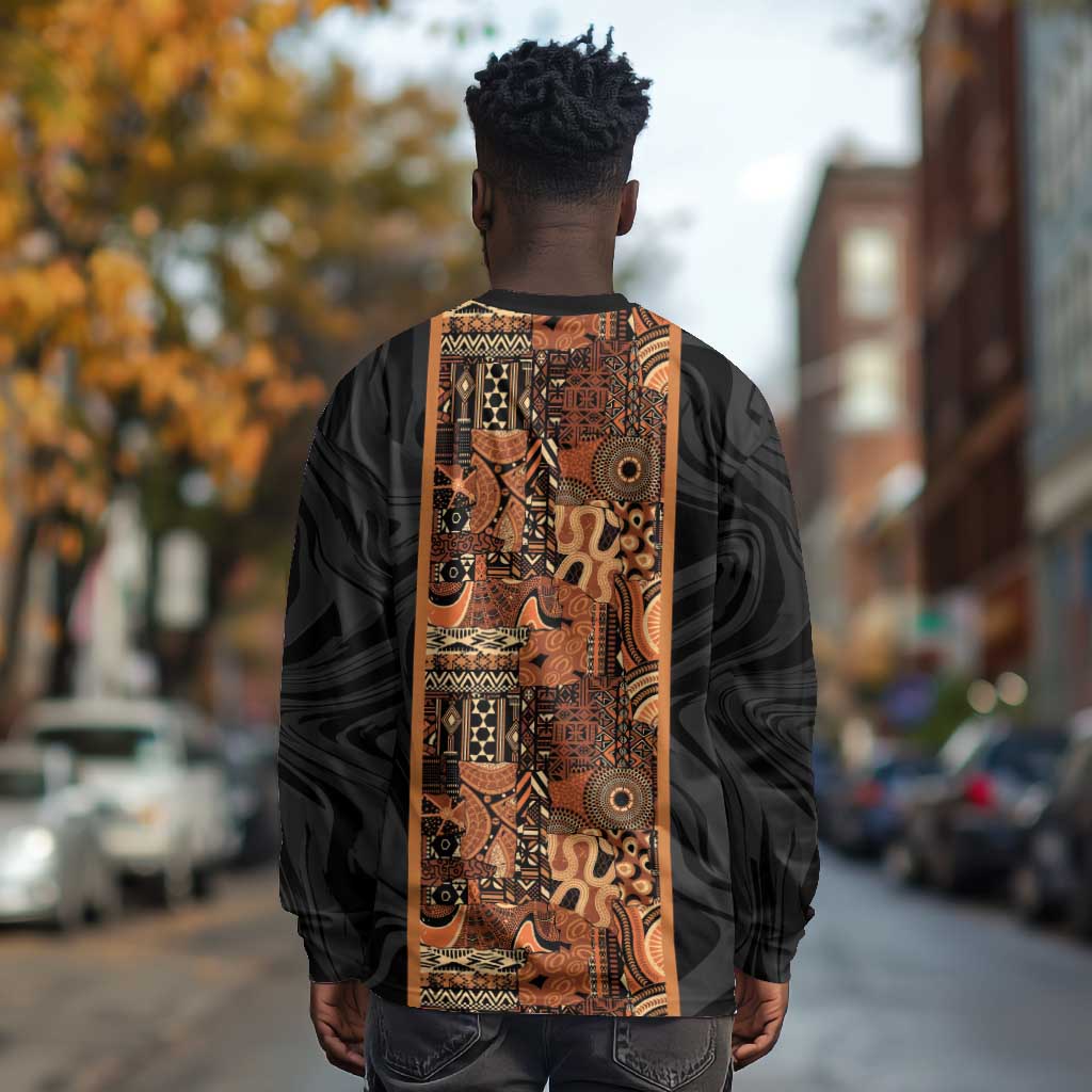 African Tribal Heritage Long Sleeve Shirt Earth Tone Pattern