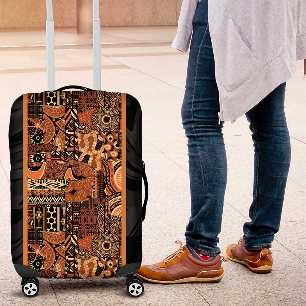 African Tribal Heritage Luggage Cover Earth Tone Pattern