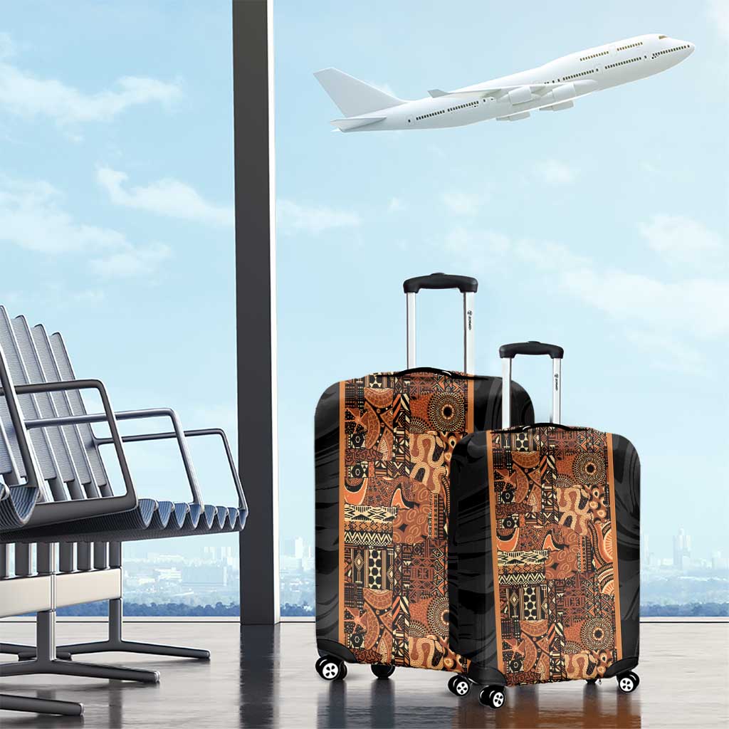 African Tribal Heritage Luggage Cover Earth Tone Pattern