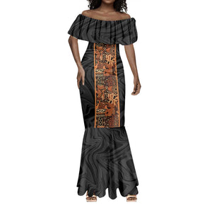 African Tribal Heritage Mermaid Dress Earth Tone Pattern