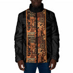 African Tribal Heritage Padded Jacket Earth Tone Pattern