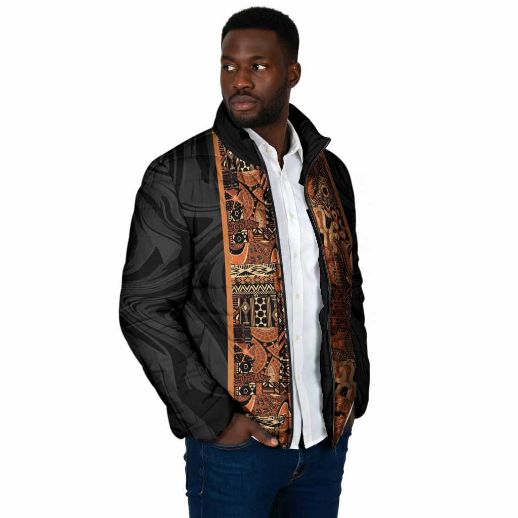 African Tribal Heritage Padded Jacket Earth Tone Pattern