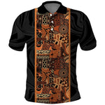 African Tribal Heritage Polo Shirt Earth Tone Pattern