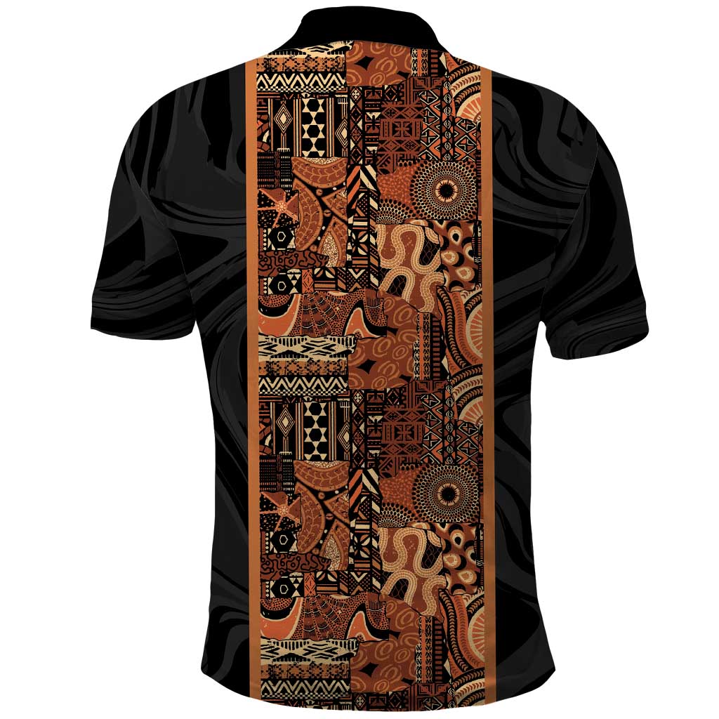 African Tribal Heritage Polo Shirt Earth Tone Pattern