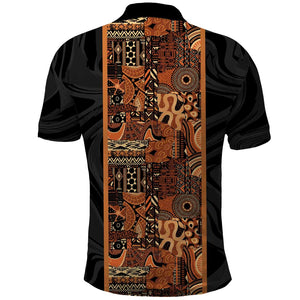 African Tribal Heritage Polo Shirt Earth Tone Pattern