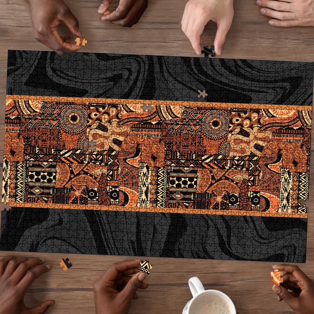 African Tribal Heritage Puzzle Earth Tone Pattern