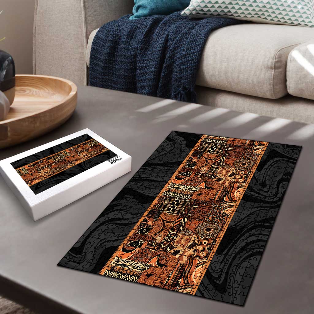 African Tribal Heritage Puzzle Earth Tone Pattern
