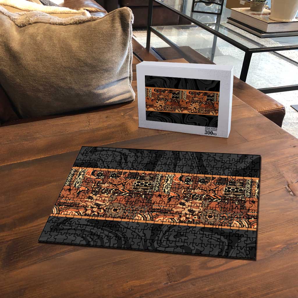 African Tribal Heritage Puzzle Earth Tone Pattern
