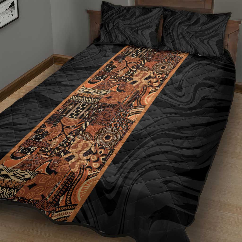 African Tribal Heritage Quilt Bed Set Earth Tone Pattern