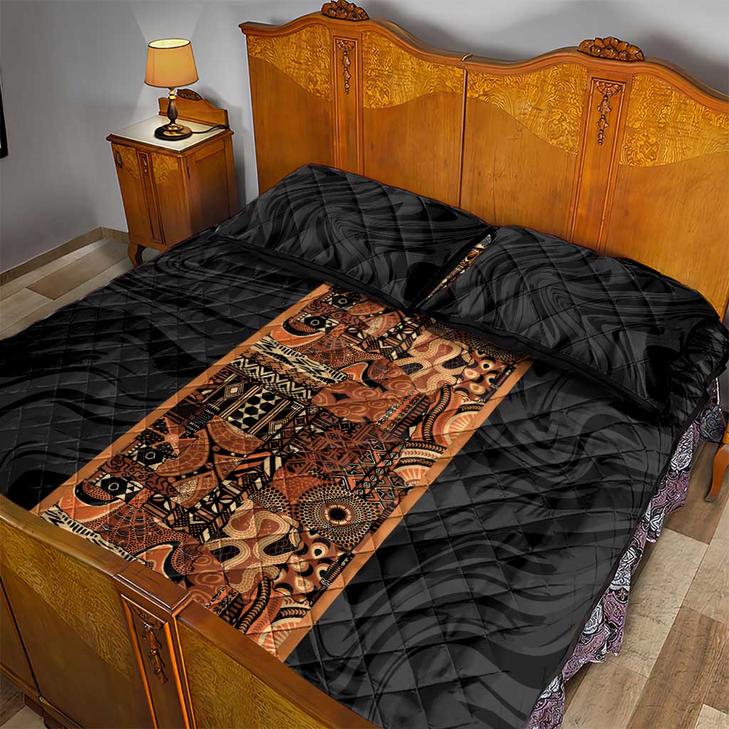 African Tribal Heritage Quilt Bed Set Earth Tone Pattern