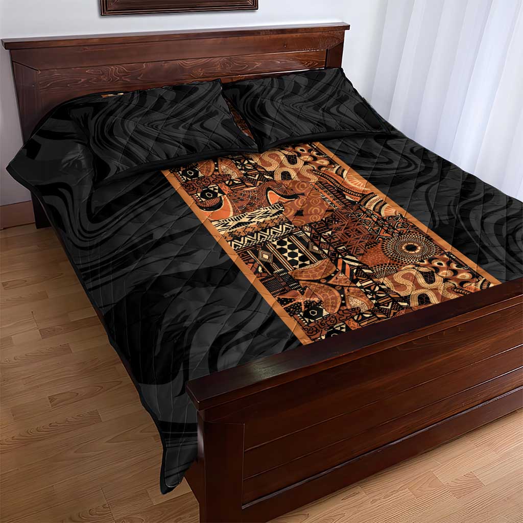 African Tribal Heritage Quilt Bed Set Earth Tone Pattern