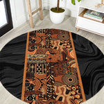 African Tribal Heritage Round Carpet Earth Tone Pattern