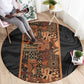 African Tribal Heritage Round Carpet Earth Tone Pattern