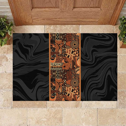 African Tribal Heritage Rubber Doormat Earth Tone Pattern