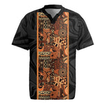 African Tribal Heritage Rugby Jersey Earth Tone Pattern