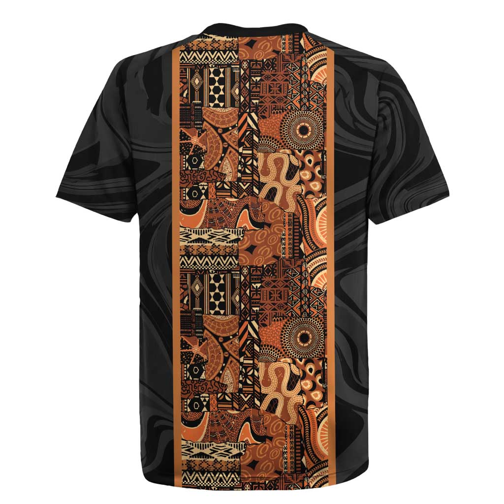African Tribal Heritage Rugby Jersey Earth Tone Pattern