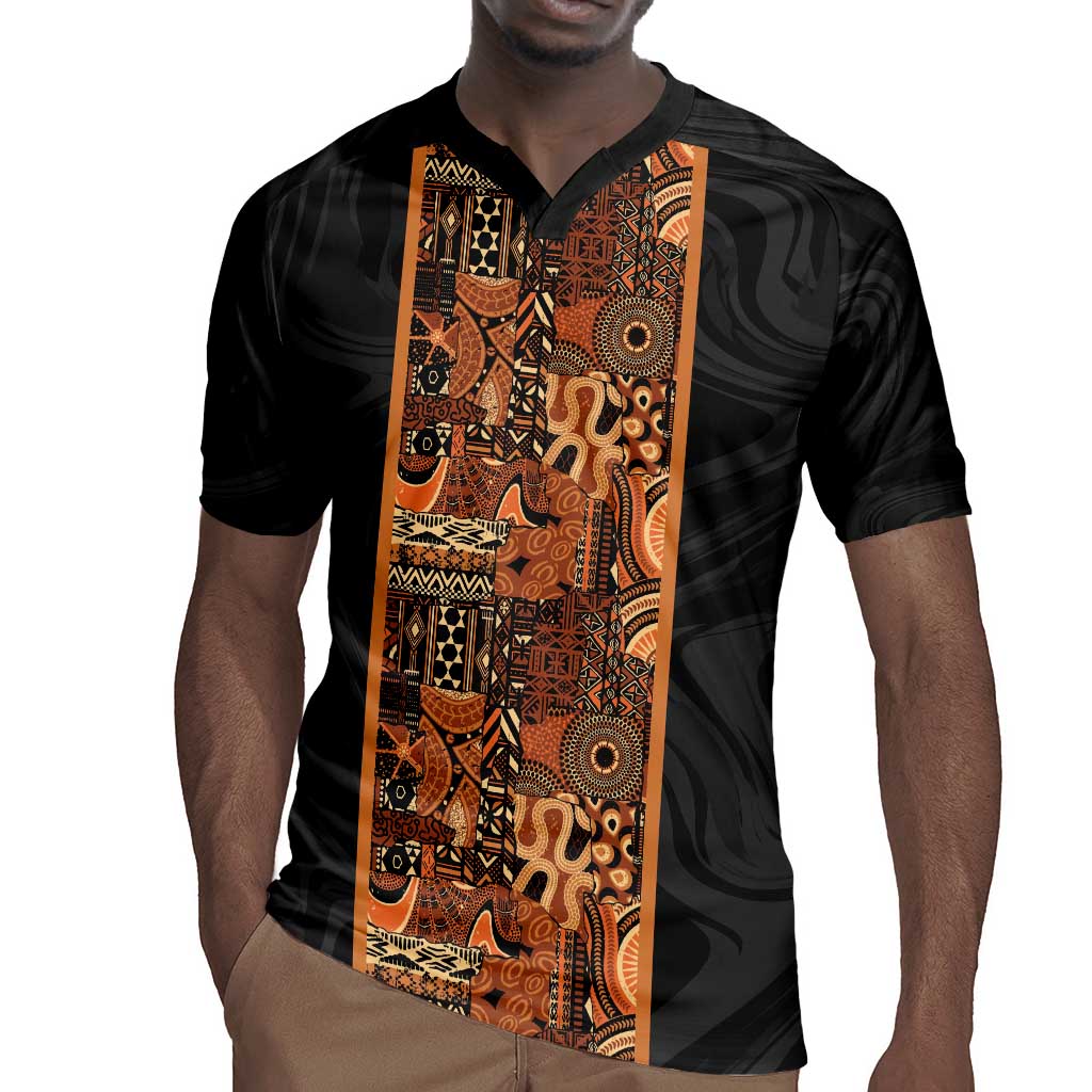 African Tribal Heritage Rugby Jersey Earth Tone Pattern