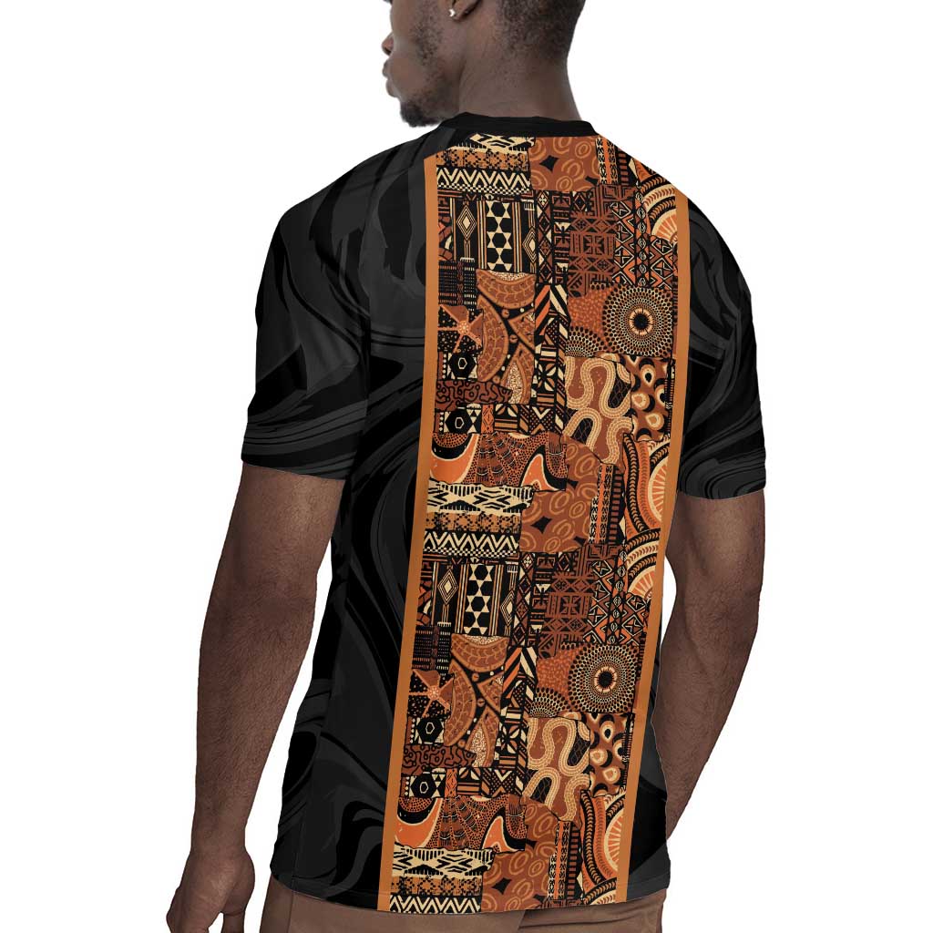 African Tribal Heritage Rugby Jersey Earth Tone Pattern