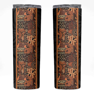 African Tribal Heritage Skinny Tumbler Earth Tone Pattern