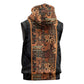 African Tribal Heritage Sleeveless Hoodie Earth Tone Pattern