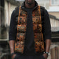 African Tribal Heritage Sleeveless Puffer Jacket Earth Tone Pattern