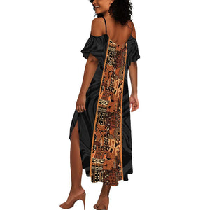 African Tribal Heritage Summer Maxi Dress Earth Tone Pattern