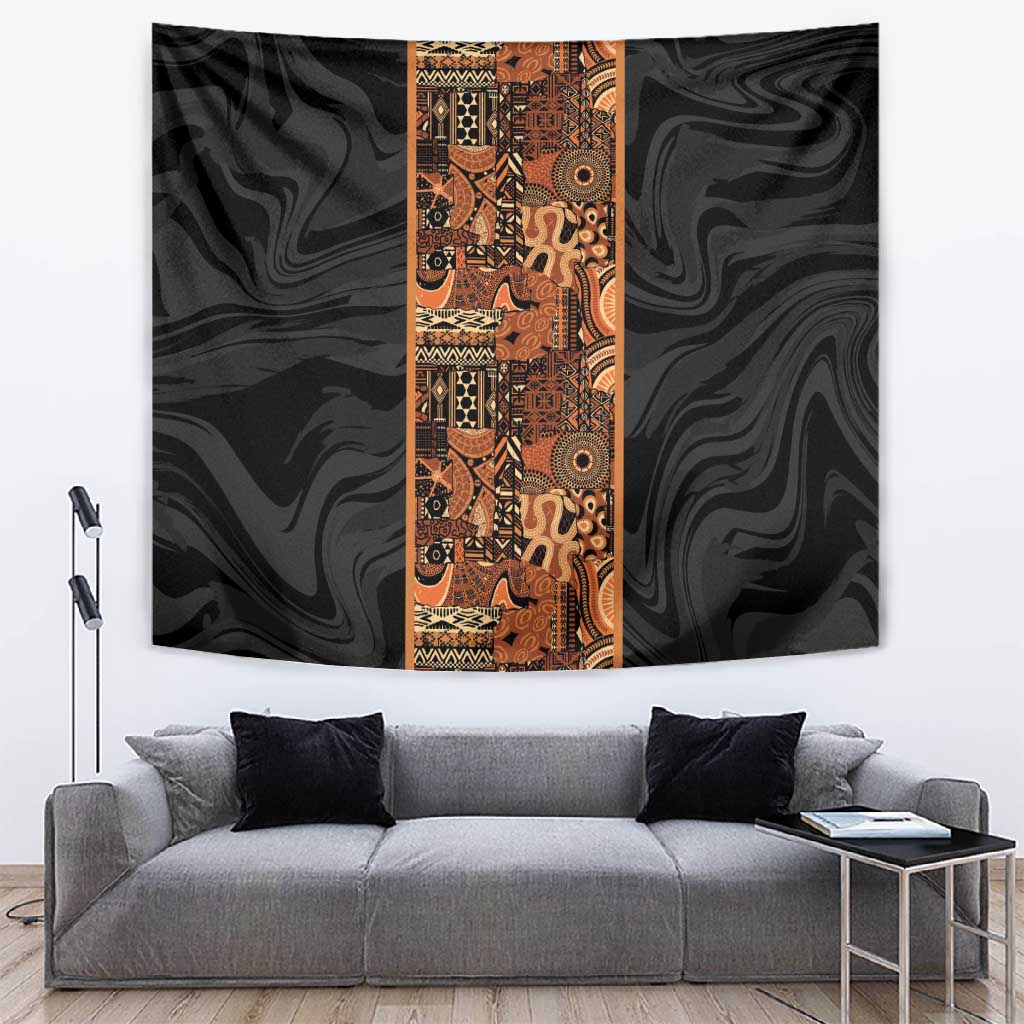 African Tribal Heritage Tapestry Earth Tone Pattern