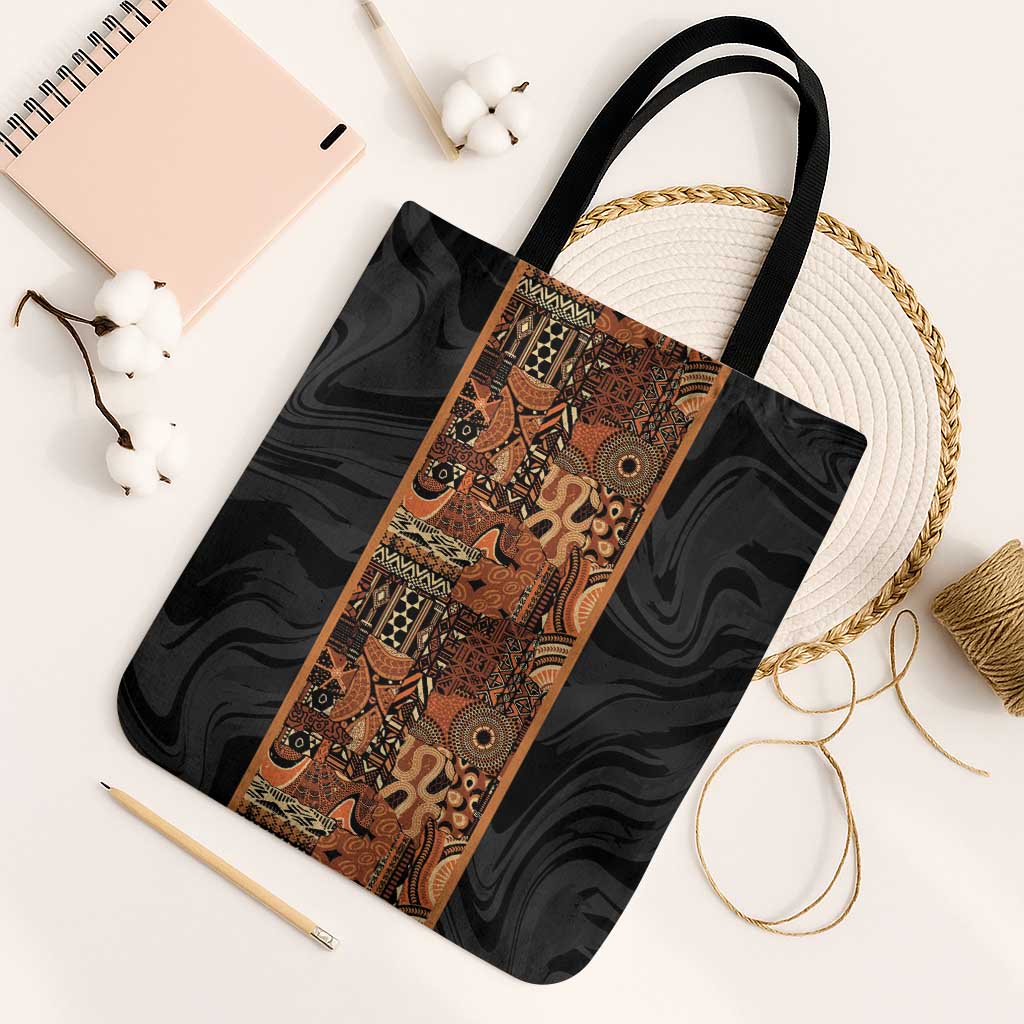 African Tribal Heritage Tote Bag Earth Tone Pattern