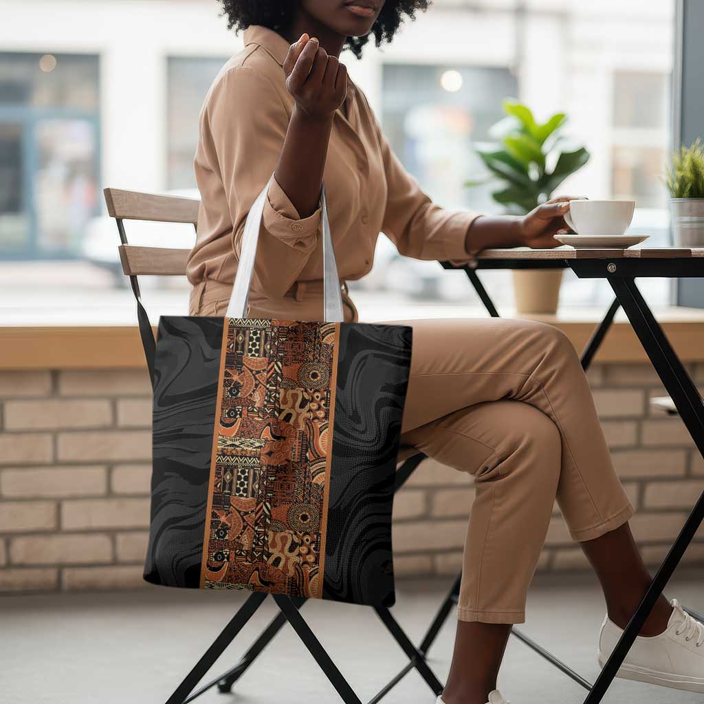 African Tribal Heritage Tote Bag Earth Tone Pattern