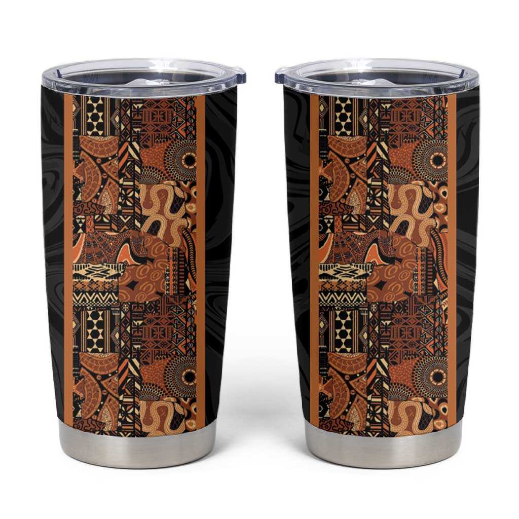 African Tribal Heritage Tumbler Cup Earth Tone Pattern