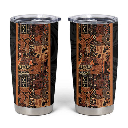 African Tribal Heritage Tumbler Cup Earth Tone Pattern