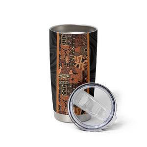 African Tribal Heritage Tumbler Cup Earth Tone Pattern