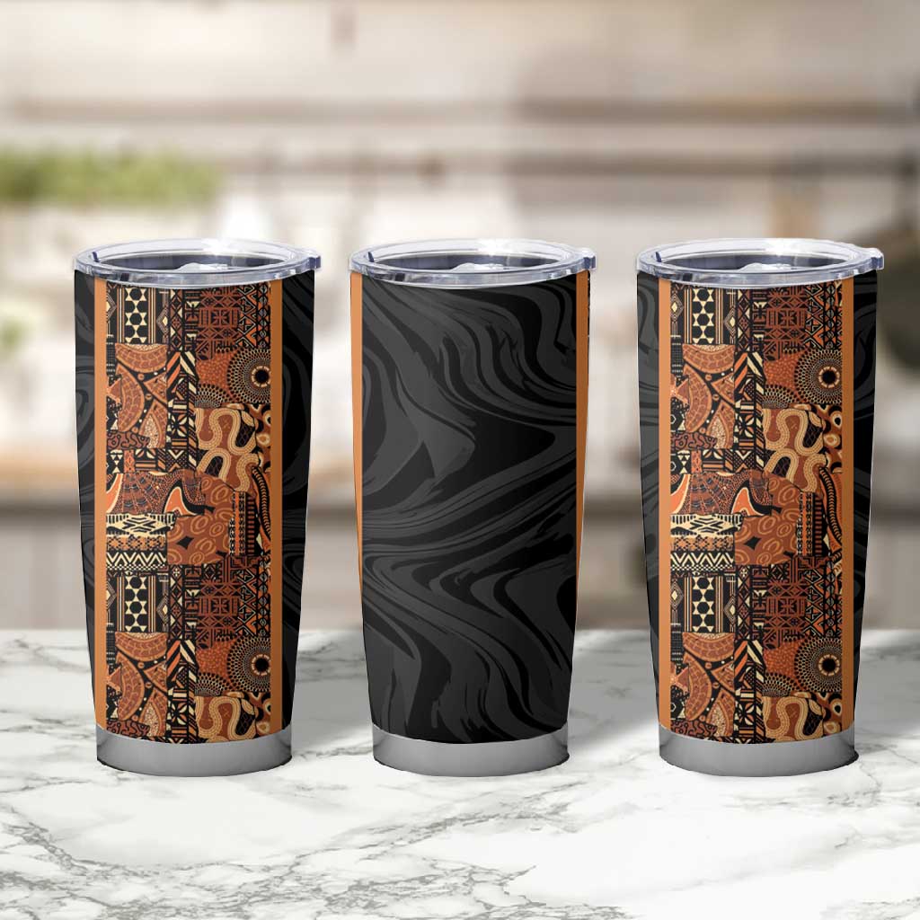 African Tribal Heritage Tumbler Cup Earth Tone Pattern