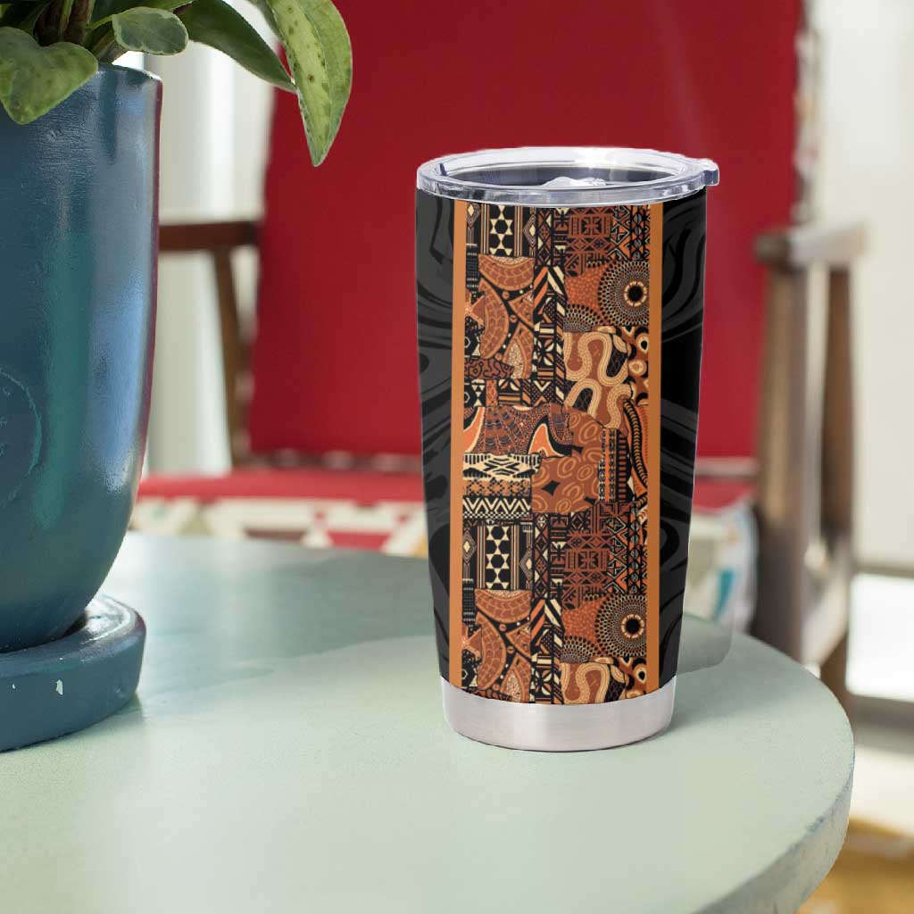 African Tribal Heritage Tumbler Cup Earth Tone Pattern